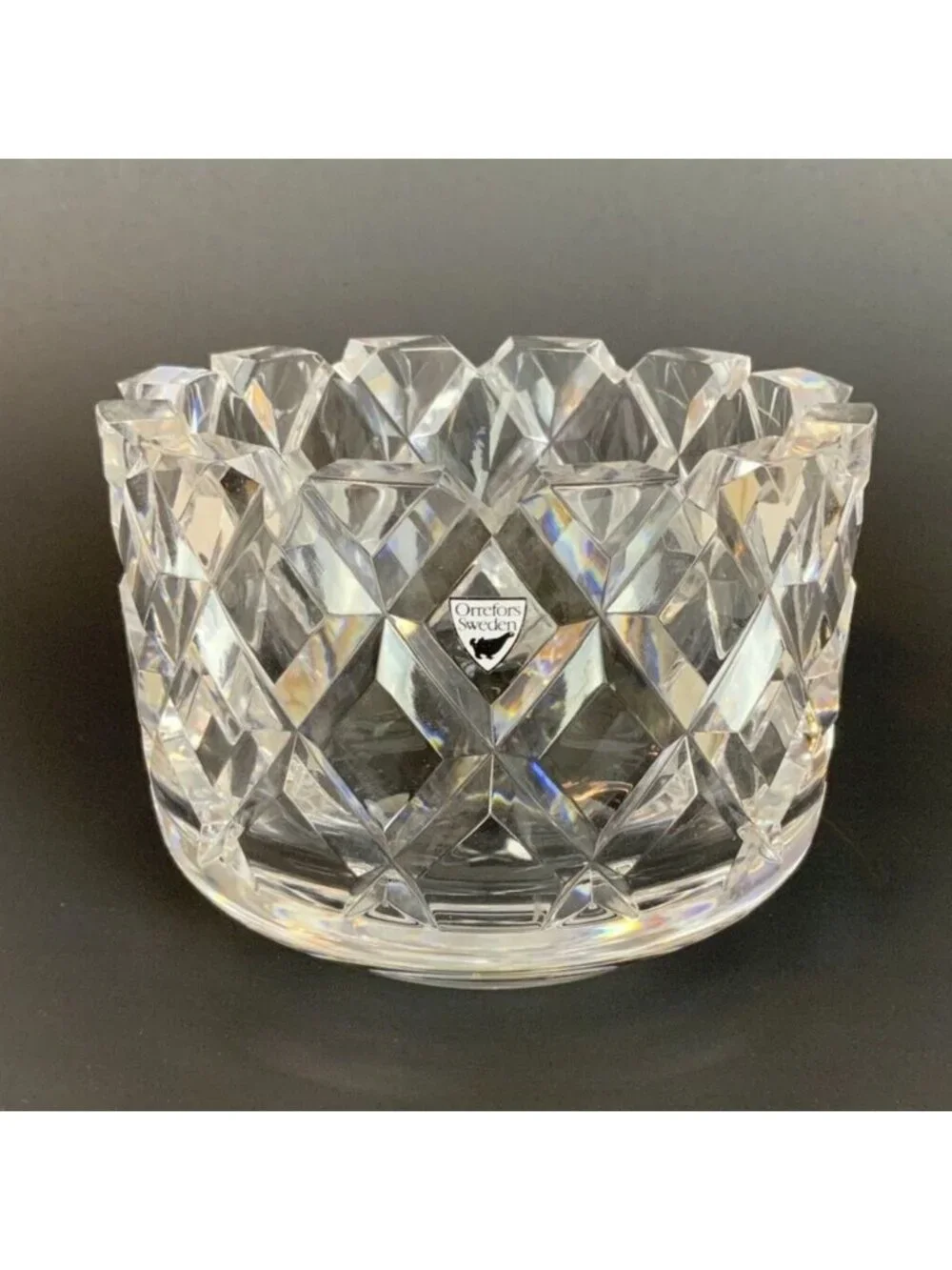 Orrefors Sofiero Medium Crystal Serving Bowl By Gunnar Cyrén